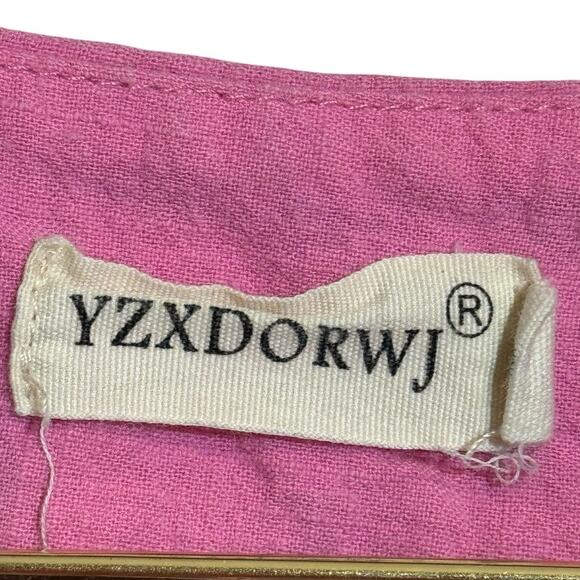 Mexican Dress Tunic Small Embroidered Pink Colorful Puff Sleeve Artsy Boho - Picture 4 of 7